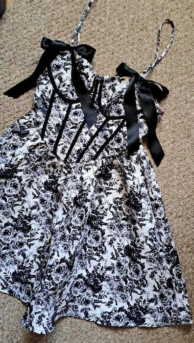 Rochie superba de ocazie rochie de zi alb negru shein