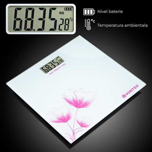 Cantar corporal Max 180kg, electronic, sticla, Nou Sigilat Garantie