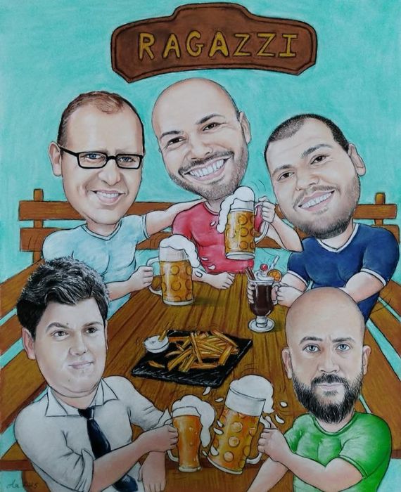 Ръчно рисувам карикатури със сух пастел по поръчка