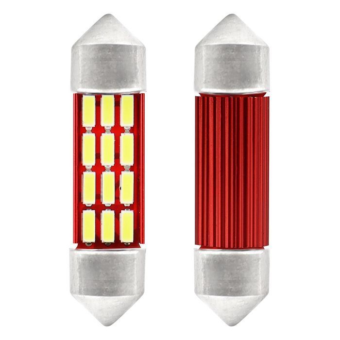 Set 2 becuri auto Vertex LED, C5W SV8.5-8, 12 SMD 4014, 2W, 36mm, Canbus, 12-24V, leduri alb sofit Festoon