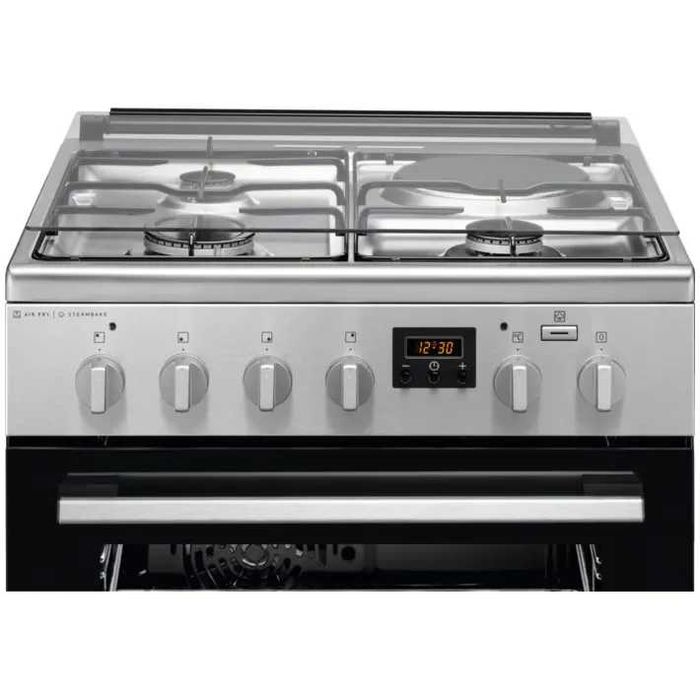 Aragaz ELECTROLUX Steambake/AirFry LKM660290X, 4 arzatoare, Gaz + Electric, L 60 cm, Grill, inox