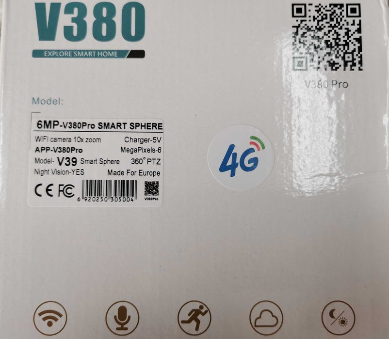 Двойна Безжична соларна камера V380 Pro, Full HD, WiFi  4G SIM карта