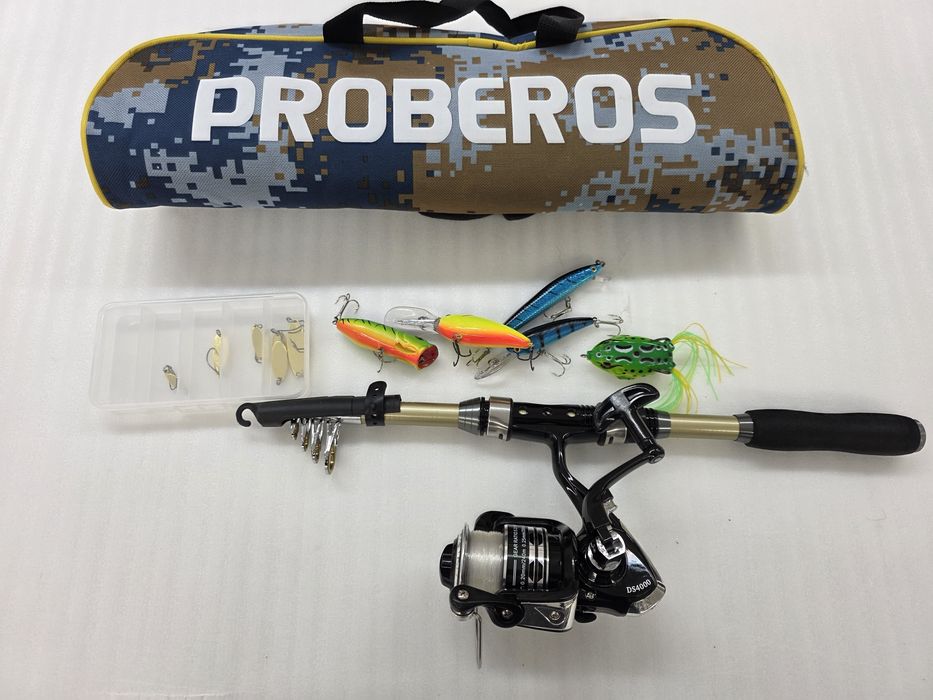 Телескопична спининг въдица 180см с макара, аксесоари и чанта