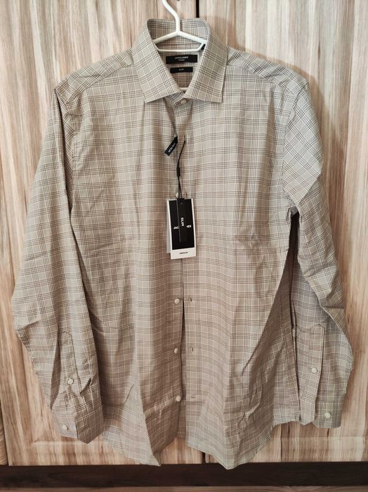 Риза с дълъг ръкав Jack & Jones сиво каре