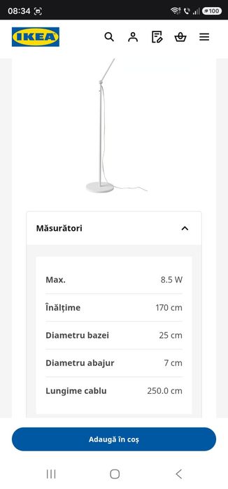 Ikea Nymane lampa lampadar
