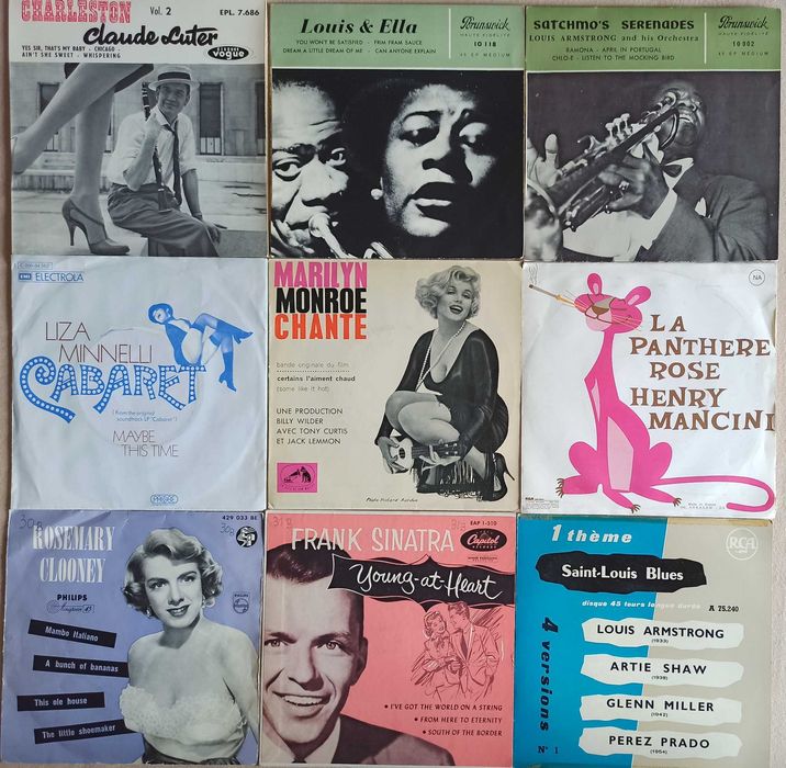 Vinil Elvis, Belafonte, Django Reinhardt, Sinatra, Dorsey, Armstrong