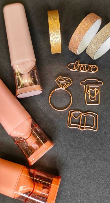 Стейшънъри кутия розово злато: с планер/тефтер и аксесоари