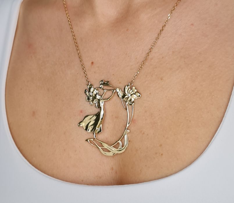 Colier din aur galben 14 cu diamante naturale