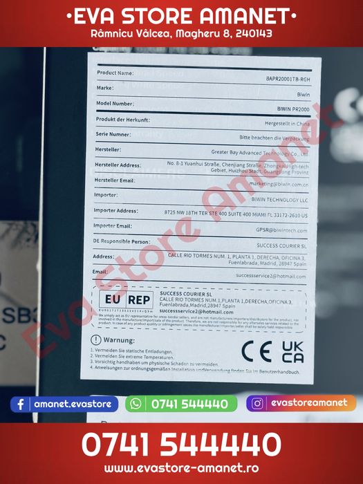 Hard Extern SSD 1TB BIWIN PR2000 3.2 Gen2x2 2000 Mb/s IP67 USB-C USB-A