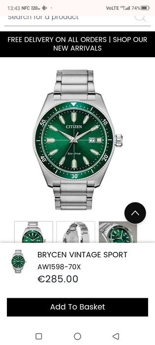 Citizen BRYCEN VINTAGE SPORT

AW1598-70X, Verde, original, nou, cutie