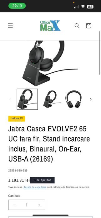 Casti Jabra Evolve 2 65 UC Usb