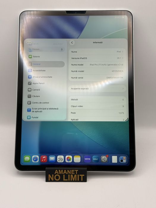iPad Pro 11 inch Generatia 2   Wi-Fi 128GB/ 8GB CA NOU Garantie .