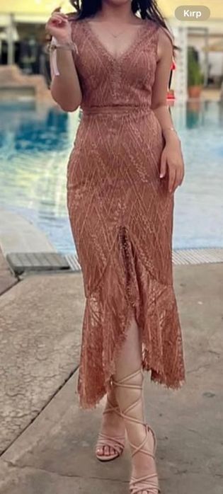 Рокля синя и кафява