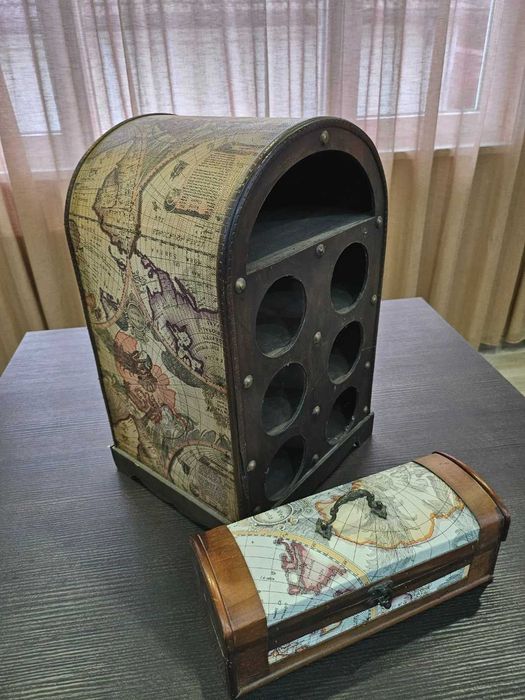 НОВИ поставка за вино и куфарче в същия десен