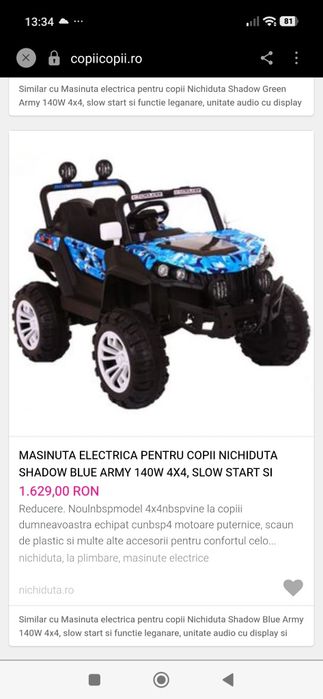 Vand Mașinuța electrică copii 4x4