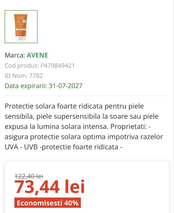 Crema de plaja bebelusi SPF50