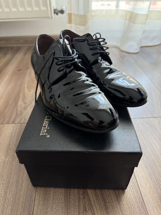 Vand papuci eleganti, lac, Alberto Clarini