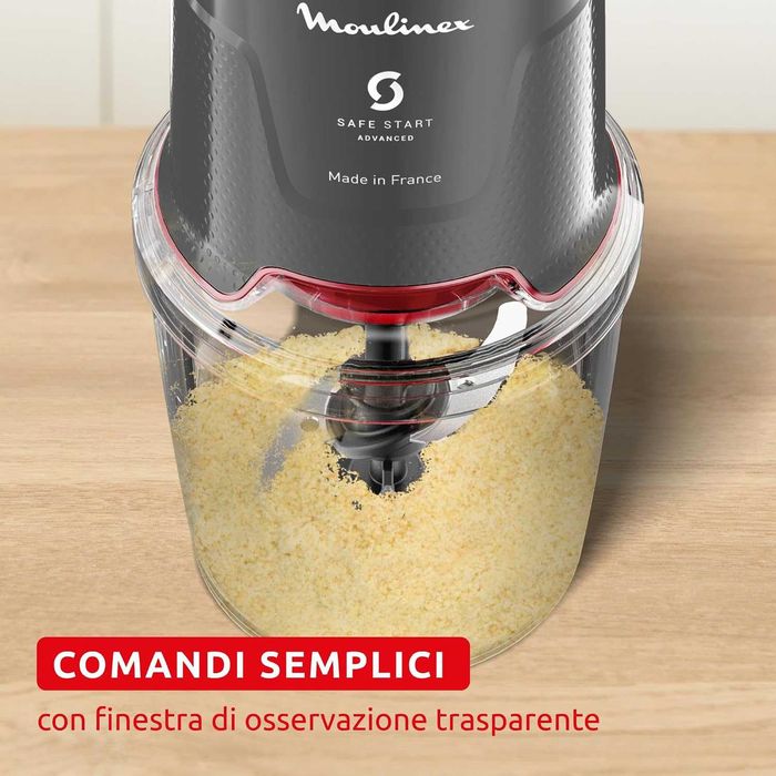 Електрическа чопърка Moulinex Easy Press AT740H с мощен 600W мотор, 4 остри ножа от неръждаема стомана, капацитет 500 мл, лек ДЕФЕКТ!