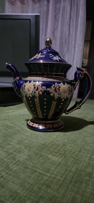 Коллекционный фарфоровый сервировочный набор СССР, кобальт