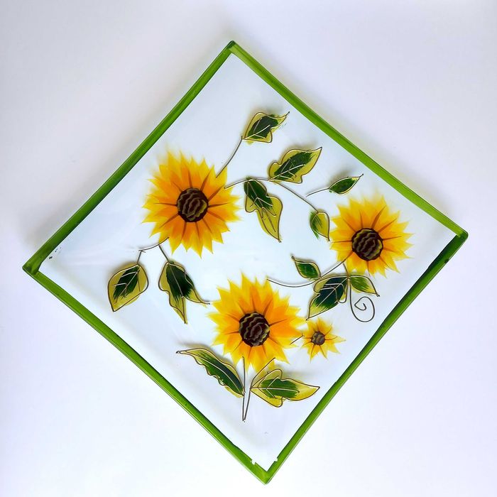 Farfurie decor sticlă Weltbild pictată manual