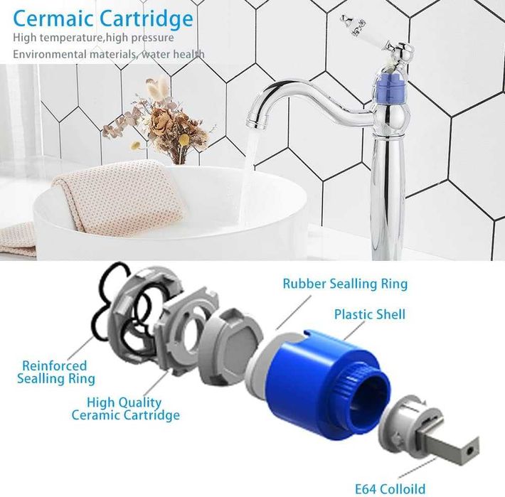 Baterie inalta Crom/Silver stil Victorian de Lavoar,REDUS de la 450RON