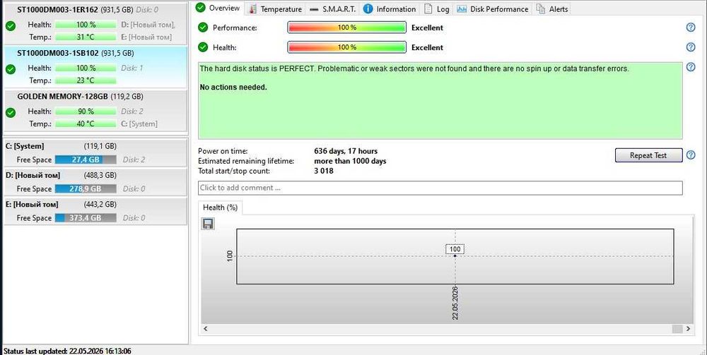 HDD 1 TB Seagate ideal 100%
