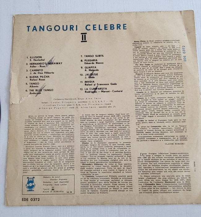Colectie 3 discuri vinil muzica Tangouri celebre partea II si III, Electrecord Romania