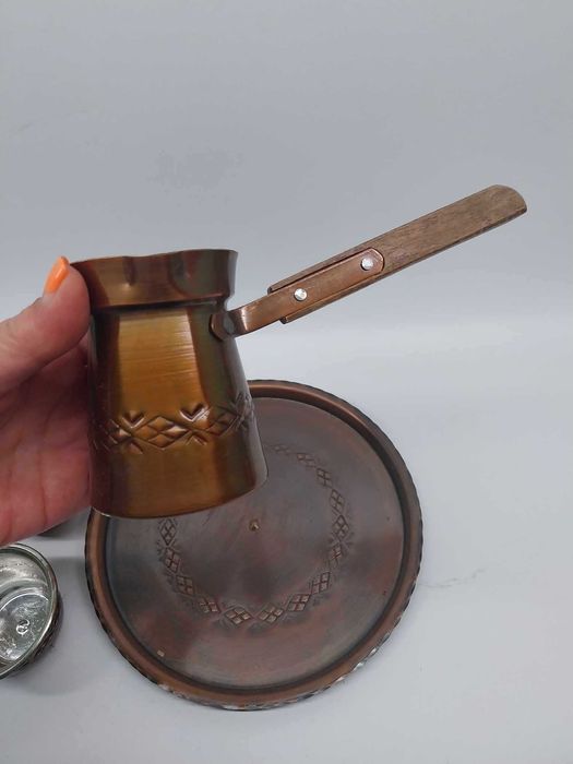 Сервиз от мед, Поднос, Джезве и две чаши за кафе