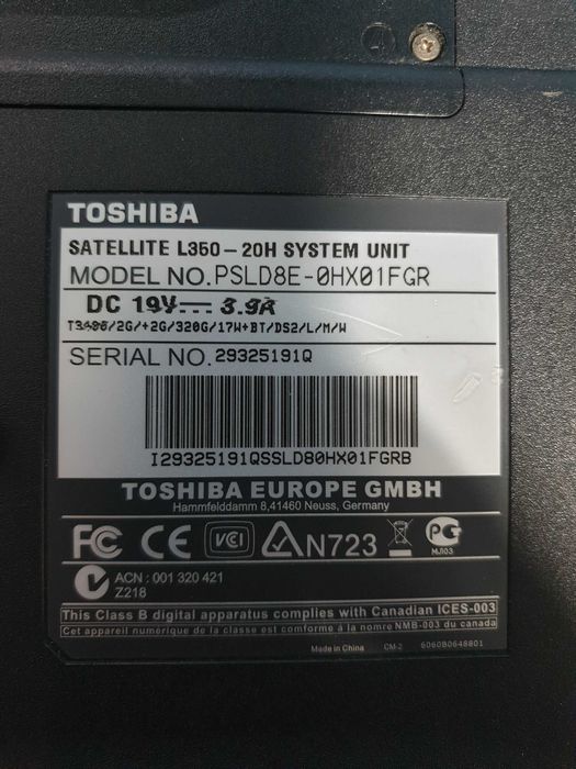 vand laptop toshiba satellite l350