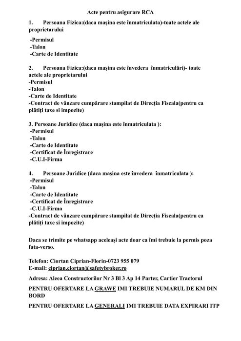Asigurări la toate firmele Roviniete Acte auto Piese Auto