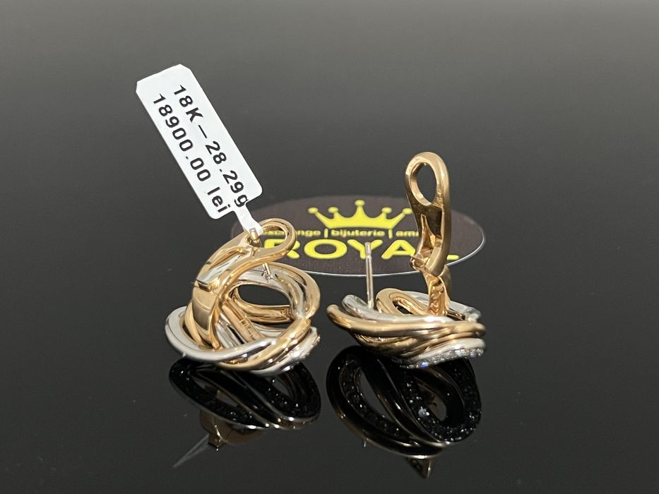 Bijuteria Royal CB : Cercei aur 18K cu 82 diamante naturale 28,29 gr