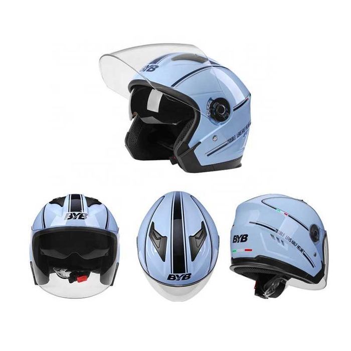 Casca Moto/Scuter/ATV, viziera dubla, marime universala, Albastru