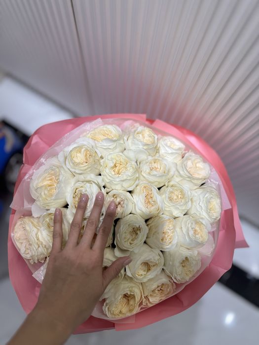 Белые розы свежие