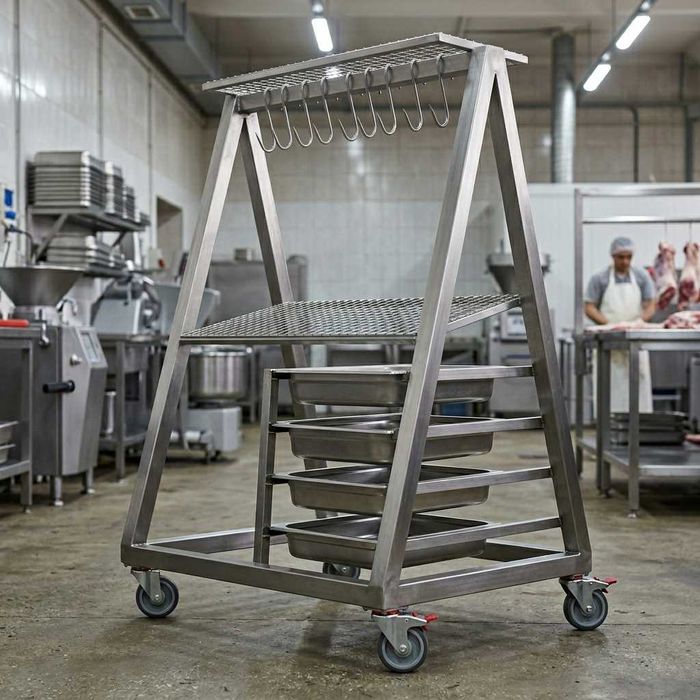 Вешало для туш (Нержавейка) 1100х600х1010 с нижней полкой