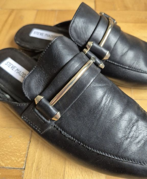 Saboți Eleganți Steve Madden Kera Flat - Piele Naturală Neagră - 38