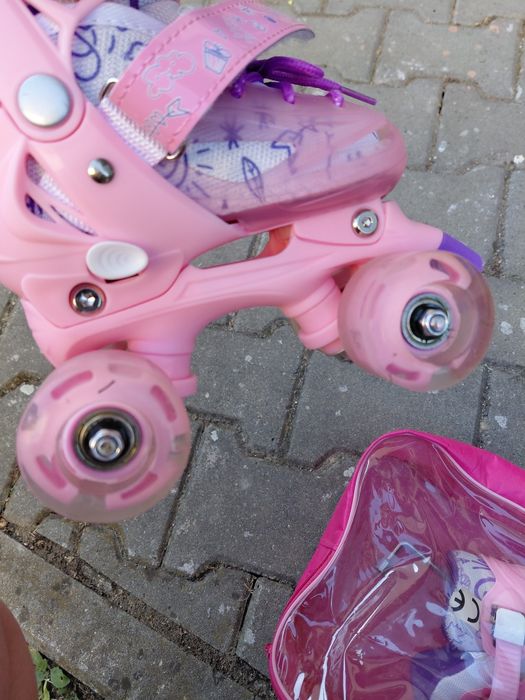 Role Go Kart Anda pentru fete 4-5ani, masuri reglabile 26-28, roz
