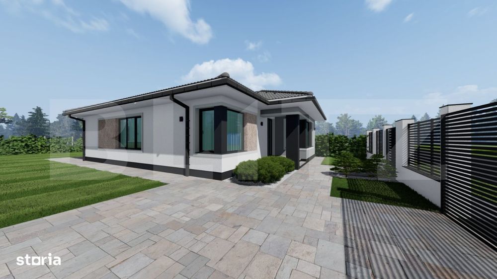 Casa individuala Santandrei cu placa de beton si gard imprejmuire la c