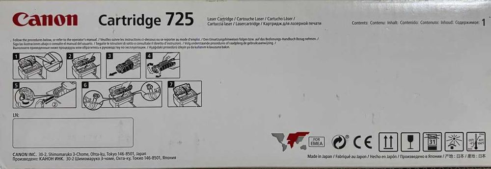 Картридж Canon 725, новый, оригинал