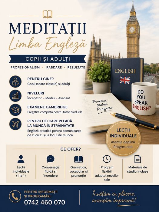 Meditații la Limba Engleză – Copii și Adulți