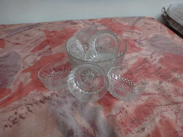 Полски стъклен сервиз / Фруктиера с купички