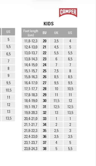 Чисто нови Camper белеринки 29ти размер