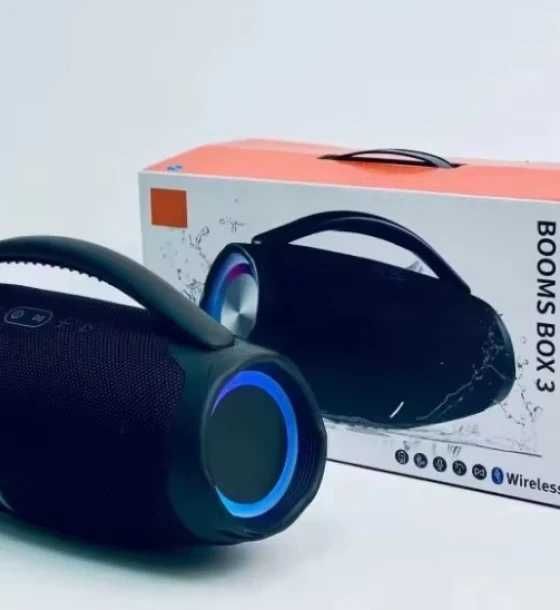 80W Най-мощната и голяма светеща преносима блутут колонка BOOMS BOX 3