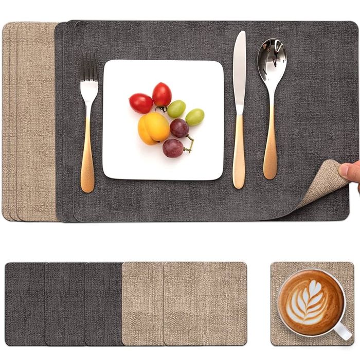 Set 6 Placemats și Coasters Lavabile, Antifouling, Double-Sided*