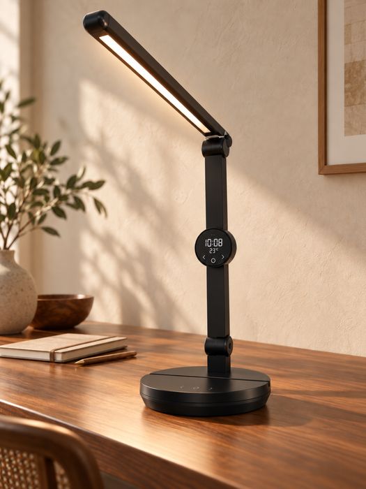 Lampa de birou cu trei moduri de lumina, trei moduri de intensitate, cu ceas, si grade