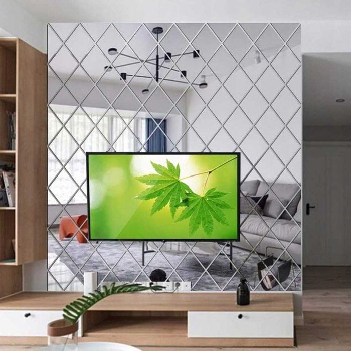 Комплект от 32 самозалепващи се огледала за стена с форма на ромб