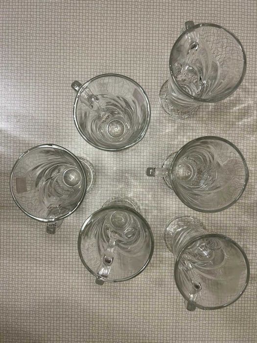 Шесть кружек Noritazeh Soga Japan | Кружки стекло с тиснением Япония