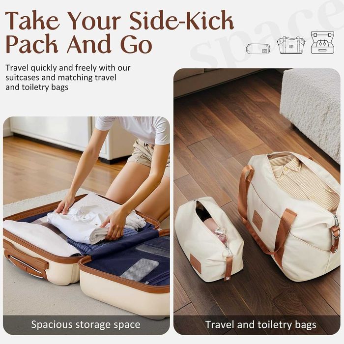 Комплект Coolife, 3 части, багажен куфар с твърда страна и TSA