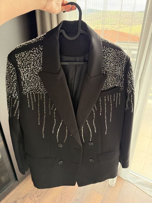 Черно сако Aura Stones по модел на Saint Laurent