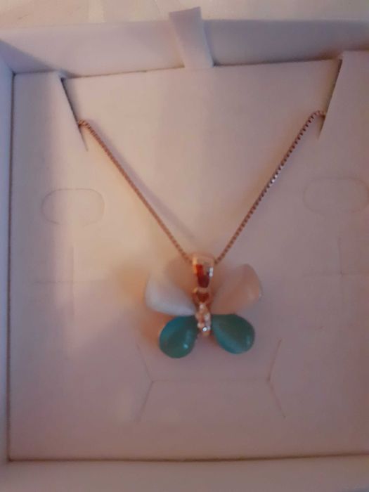 Колие пеперуда 18 К розово позлатяване SWAROVSKI CRYSTALS