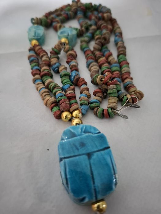 Colier Egipt scarabeu 32 cm lungime la dublu